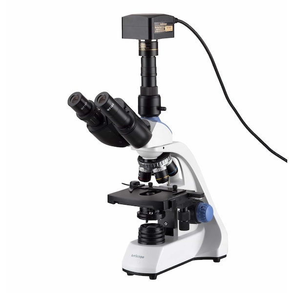 Amscope 40X-2500X LED Trinocular Compound Microscope w 3D Two-Layer Mechanical Stage With 5MP USB 3 Camera T250C-5M3 - main